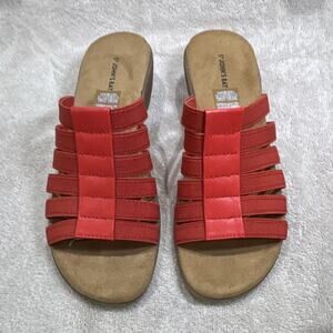 St. John's Bay Women's Red Strappy Slip-On Comfort Wedge Sandals Size 7.5 M